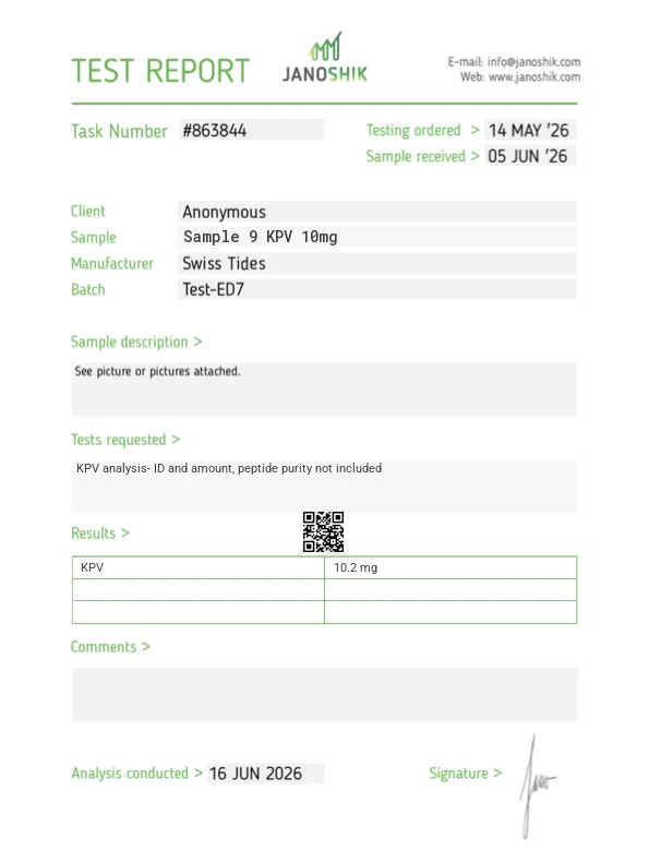 KPV 10mg test report